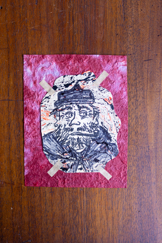 Original Art Print ~ Wavy Red & Marble Sea Captain