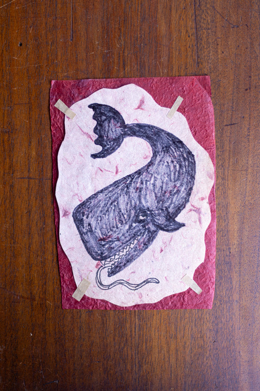 Original Art Print ~ Wavy Red & Pink Whale