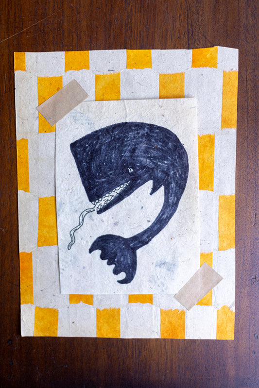 Original Art Print ~ Woven Tumeric Whale